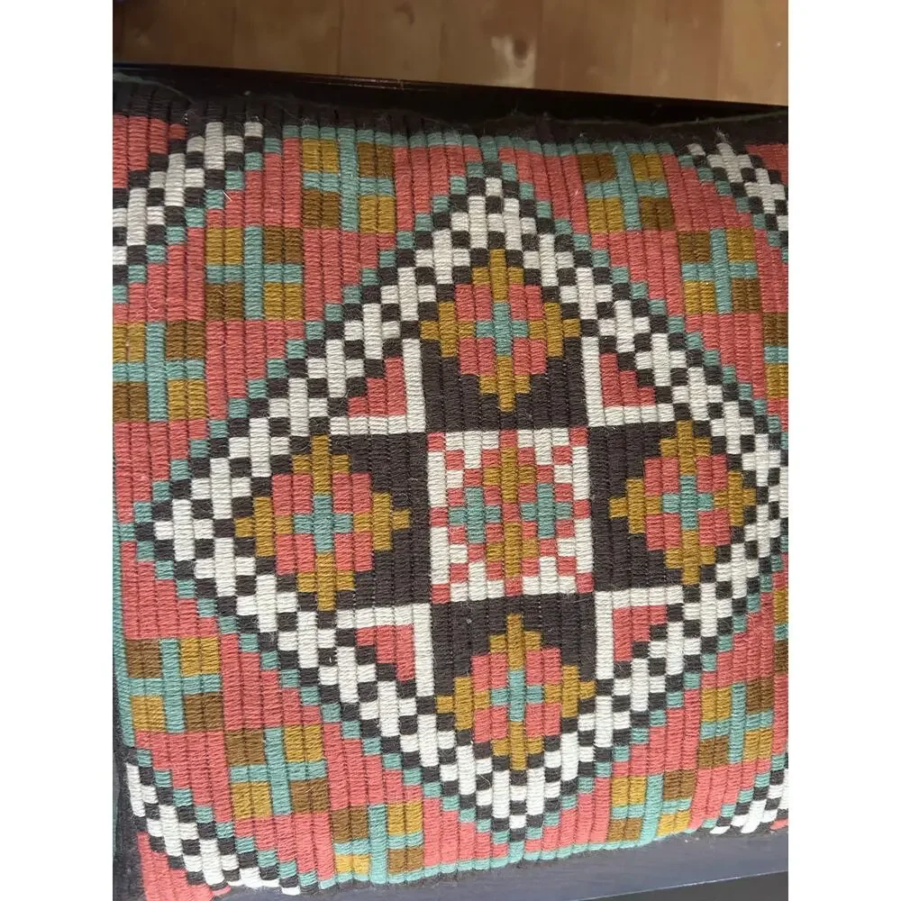 Vintage Norwegian Handmade Wool Embroidery Throw Pillow